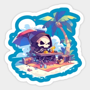 grim reaper at vacation Sticker